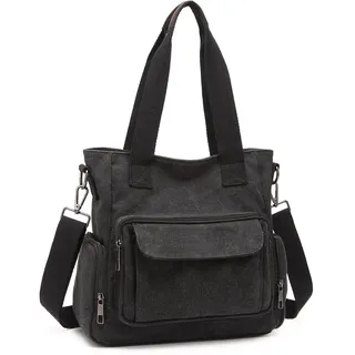 KONO Canvas Shopper Damen, Leichte 3-in-1 Schultertasche mit großem Fassungsvermögen, Für Arbeit, Einkaufen und Reisen