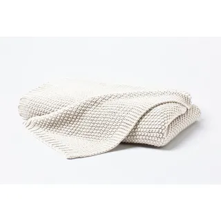 Hahn Haustextilien Strickdecke 130 x 170 cm Wollweiß/Weiß
