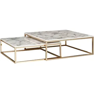 Wohnling Couchtisch Marmoroptik ca. 75x75x27 cm Gestell Gold