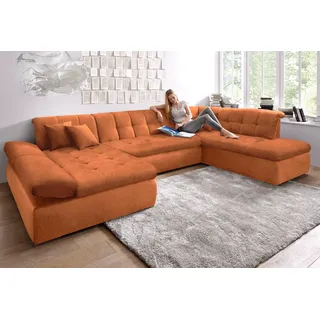 DOMO collection Wohnlandschaft Mikrofaser U-Form 3-Sitzer Orange