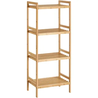 Songmics Bambus Regal, Küchenregal, Badregal, Bücherregal, Standregal mit 4 Ablagen, 31,5 x 45 x 111 cm, für Bad, Küche, Wohnzimmer, Schlafzimmer, Balkon, naturfarben BCB074N01