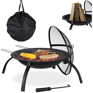 Relaxdays Feuerschale XL Ø 56,5 cm Schwarz