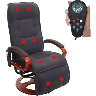 Relaxliege ARLES II, Relaxsessel Massagesessel, MIT Massage Stoff/Textil dunkelgrau - Grau