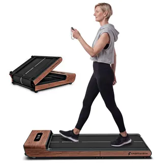 Sportstech WoodPad Pro klappbar, 8 km/h, leise, App, bis 120 kg - Dunkelbraun