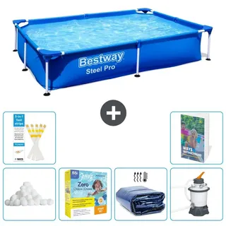 Bestway Steel Pro Rechteckig - 221x150x43 cm - 7-teilig S75 - Blau