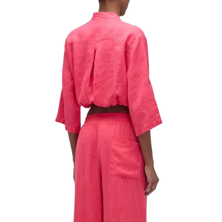 Sundek Cropped Linen Kurzarm-bluse - Pitaya - L