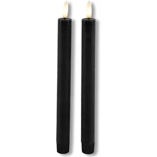 Countryfield LED Stabkerzen rustikal schwarz 24cm 2er-Set mit Fernbedienung - Schwarz
