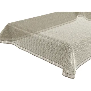 BEAUTEX Moa Weichschaum Tischdecke mit Fransen, Garten, Balkon, Terrasse, Camping - Rund 160 cm, Beige