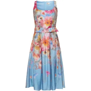 Cocktailkleid VERA MONT "Cocktailkleid mit Blumenprint", Damen, Gr. 34, EURO, bunt (blau, rosé), Obermaterial: 85% Lyocell CLY. 15% Polyamid PA., Kleider Cocktailkleid