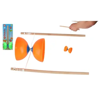 Diabolo-Set, groß, Kunststoff/Holz, 35x12 cm, 2 Farben, auf Karte