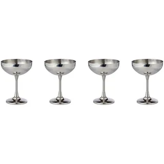 Butlers Cocktailgläser (4er Set) Manhattan Lounge 260 ml , Silberfarben , Metall , Gläser, Cocktailgläser