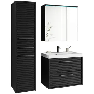 P & B Badezimmer Toronto 4-tlg. ca. 90 cm inkl. LED Schwarz