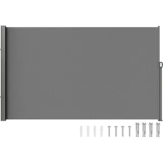 Einziehbare Seitenmarkise, 79''x 118'' Sichtschutz für den Außenbereich, 180 g Polyester, wasserdichter, einziehbarer Terrassenschirm, UV 30+, Raumteiler, Windschutz für Terrasse, Garten, Balkon, grau - Grau