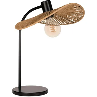 EGLO Nachttischlampe Siruela, Tischlampe im Boho-Stil, Zimmer Deko Schlafzimmer, Nachttischleuchte aus Metall in Schwarz und Papier in Natur, E27 Fassung, H 46,5 cm