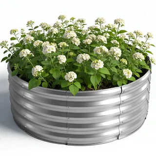 Teodute Hochbeet Metall, 90x90x43cm Verzinkt Hochbeete für Garten mit Gartenhandschuhen, Hochbeet zum Anbau von Pflanzen Gemüse Blumen und Kräutern (Rund + Silber)