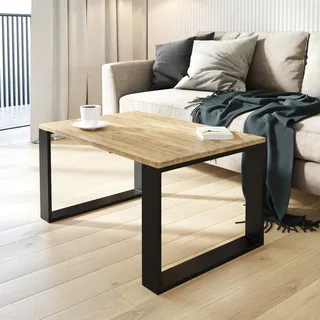 AKKE Retro-Holz Couchtisch mit schwarzen Beinen LxBxH: 60x60x45 cm - Schwarz