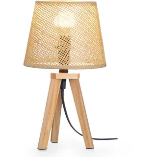 Giftdecor Nachttischlampe Boho Natural 32 cm , Holz , E14 , 18x32x18 cm , Nur In Filialen Erhältlich, Nur In Filialen Erhältlich
