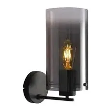 Wandlampe Ventotto, schwarz, rauchgrau, Breite 15 cm, Metall
