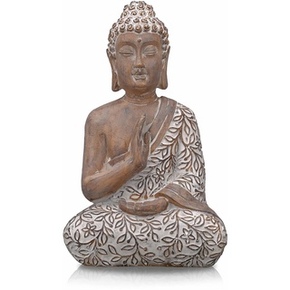 TERESA'S COLLECTIONS Buddha Figur, 36.5cm Harz sitzende Budda Dekofigur für Haus, Büro, Garten, Wetterfest Frostsich Feng Shui Skulptur Deko Statue für Balkon Terrasse