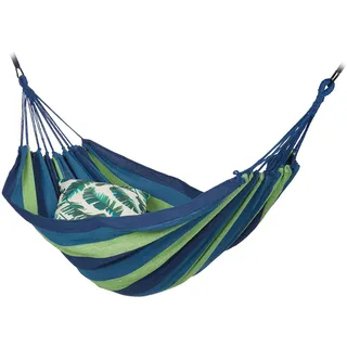 Relaxdays Hängematte aus Baumwolle, mit Befestigung & Beutel, BxT: 240 x 150 cm, In- & Outdoor, bis 200 kg, blau-grün