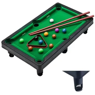 YumSur Mini Pool Billardtisch Pooltisch Set mit 11 Bällen, 2 Queues und 1 Dreieck, Tragbarer Stressabbau-Tisch-Snooker-Spiel-Set für Kinder und Erwachsene (Style 1)