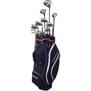Wilson Profile Complete Golfschläger-Set, Optimiert für Distanz, Für Frauen, Linkshänder, Marine/Roségold/Silber, Standardgröße