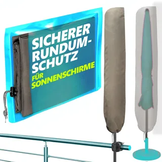 Menz Sonnenschirm Schutzhülle in Taupe - Polyester Schutzhülle für Sonnenschirm 2 m Ø / 2 m x 1,25 m, langlebige Sonnenschirmhülle, Schirmhülle UV-beständig, Schirmabdeckung wetterfest