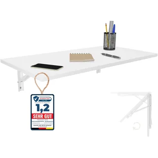 KDR Produktgestaltung Wandklapptisch Schreibtisch Tischplatte 80x40 cm in Weiß Klapptisch Esstisch Küchentisch für die Wand Bartisch Stehtisch Wandtisch Tisch klappbar zur Wandmontage