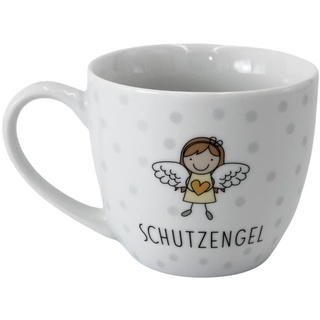 Dekohelden24 Maxi-XXL Kaffeebecher/Tasse aus Porzellan mit Engel, Motiv: Schutzengel, Größe H/Ø: 9,2 x 10,5 cm, Fassungsvermögen 400 ml, Spülmaschinengeeignet, 9,2 cm