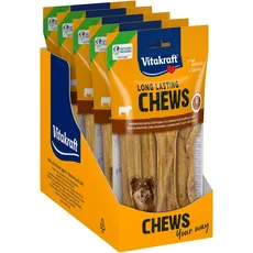 Vitakraft Chews, Hundesnack, 14cm lang, langanhaltender Kauknochen, zur intensiven Beschäftigung, aus getrockneter und gepresster Rinderhaut, für große Hunde (5x 360g)