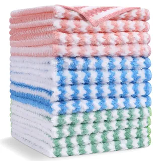 Vicloon Küche Putzlappen, 12 Stück Mikrofaser Reinigungstücher Ultra Saugfähig Wiederverwendbar Lappen,Universal Reinigungstücher für Küche, Badezimmer, Auto-30x30cm(Mehrfarbig)