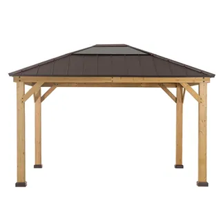 Pavillon , Holz , Zeder , 393.5x335.5x286.5 cm , wetterfest , Sonnenschutz, Pavillons