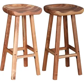 vidaXL Barhocker 2 Stk. Massivholz Akazie - Braun