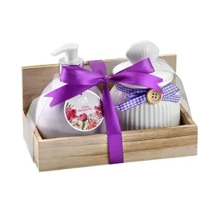 Cesta De Baño Natural Bandeja Madera Frasco Cerámica