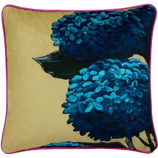 Laurence Llewelyn-Bowen Luxuriöses Hortensien-Kissen, 43 x 43 cm, wendbar, gestreift, Füllung/Polsterung im Lieferumfang enthalten, paspelierter Rand, Blumenkissen, Hiyah Hortensien-Kollektion