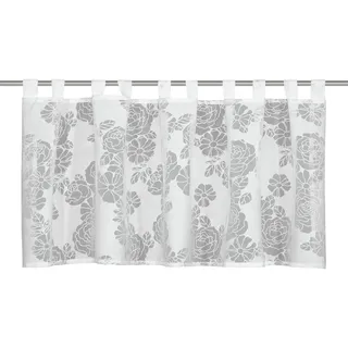 Sehlbach Bistrogardine Ausbrenner Blumen, Weiß, 140 x 45 cm Bistrogardine, Florales Design, Transparenter Stoff, Einfache Dekoration