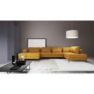 TRENDMANUFAKTUR Wohnlandschaft Polyester 361 cm golden orange