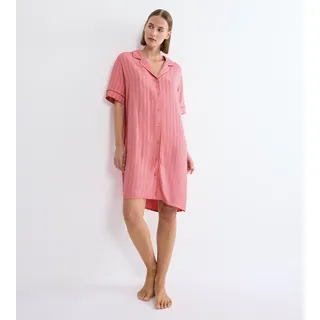 Nachthemd TRIUMPH "Amourette Jacquard NDW SSL", Damen, Gr. 36, N-Gr, rosa (cherry rose), Web, Obermaterial: 100% Viskose, bequem kniefrei, V-Ausschnitt, Kleider Nachthemd, elegant und weich