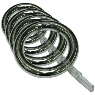 GARDINIA Gardinenringe für Gardinenstangen Ø23/26 mm, Inklusive Faltenlegehaken, 10 Stück, Ring-Breite 8 mm, Kunststoff, Chrom (Packung mit 4)