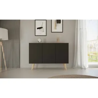 Elegante Schwarze Kommode, Skandinavischer Stil - Modernes Design - Schwarz