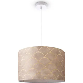 Deckenlampe Wohnzimmer Pendelleuchte Esstisch Lampenschirm Stoff Modern Abstrakt - Weiß