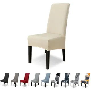 Lydevo Stuhlhussen XL 6er Set Stretch Stuhlhussen Schwingstühle XL für Esszimmerstühle Spandex Universal-Stuhlbezug Large Dining Chair Schonbezüge für Stuhl Esszimmer Hotel Bankett,Beige
