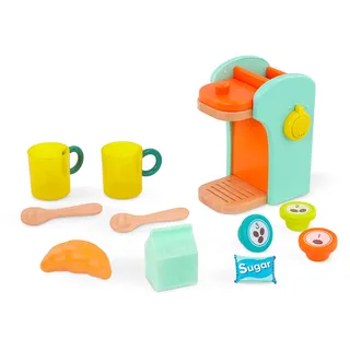 B. Toys - Café au Play - Spielzeug-Kaffeemaschine für Kinder - Holz-Kaffeemaschinen-Set - 10 Pretend Play Zubehör - Küche Spielset - 2 Jahre +