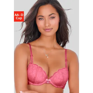 Push-up-BH LASCANA "Nikoletta", Damen, Gr. 80, Cup D, pink, Spitze, Obermaterial: 60% Polyamid, 35% Polyester, 5% Elasthan, BHs Push-up-BH, mit aufregender Schnürung an den Seiten, sexy Dessous, Reizwäsche