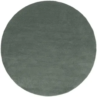 benuta Nest Wollteppich rund Bent Grün ø 100 cm rund , Textil , Beton Optik , Rund , 100x100 cm , pflegeleicht , Teppiche und Böden, Teppiche, Schafwollteppiche
