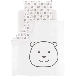Träumeland TT19103 Baby/Kinder-Bettwäsche aus feinster, kuschelig weicher Baumwolle, Größe 80 x 80 cm + 35 x 40 cm, Design 'kleiner Bär', mehrfarbig
