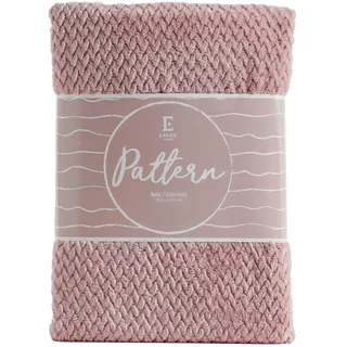 ESSEX - Kuscheldecke Pattern, 150 x 200 cm, Decke, 100% Polyester, Sofadecke - Rosa