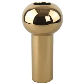 Cooee Design Pillar-Vase aus Keramik in der Farbe Gold Handgefertigt, Maße: 17cm x 17cm x 32cm, HI-028-21-GD