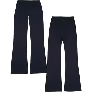 Schlaghose CONVERSE "WOMEN'S CONVERSE FLARE LEGGINGS", Damen, Gr. M, N-Gr, schwarz (converse schwarz), Obermaterial: 87% Baumwolle, 13% Elasthan, unifarben, Hosen Schlaghose