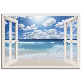 Artland Wandbild »Fensterblick Großartige Strandlandschaft«, Fensterblick, (1 St.), als Leinwandbild, Poster, Wandaufkleber in verschied. Größen Artland weiß